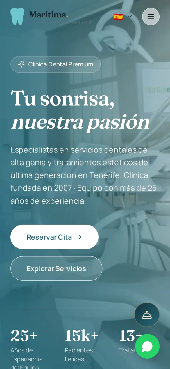 Web de Maritima Dental en el móvil