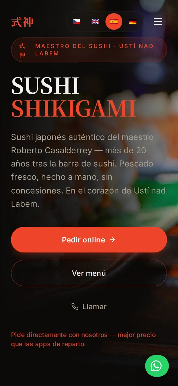 Web de Sushi Shikigami en el móvil