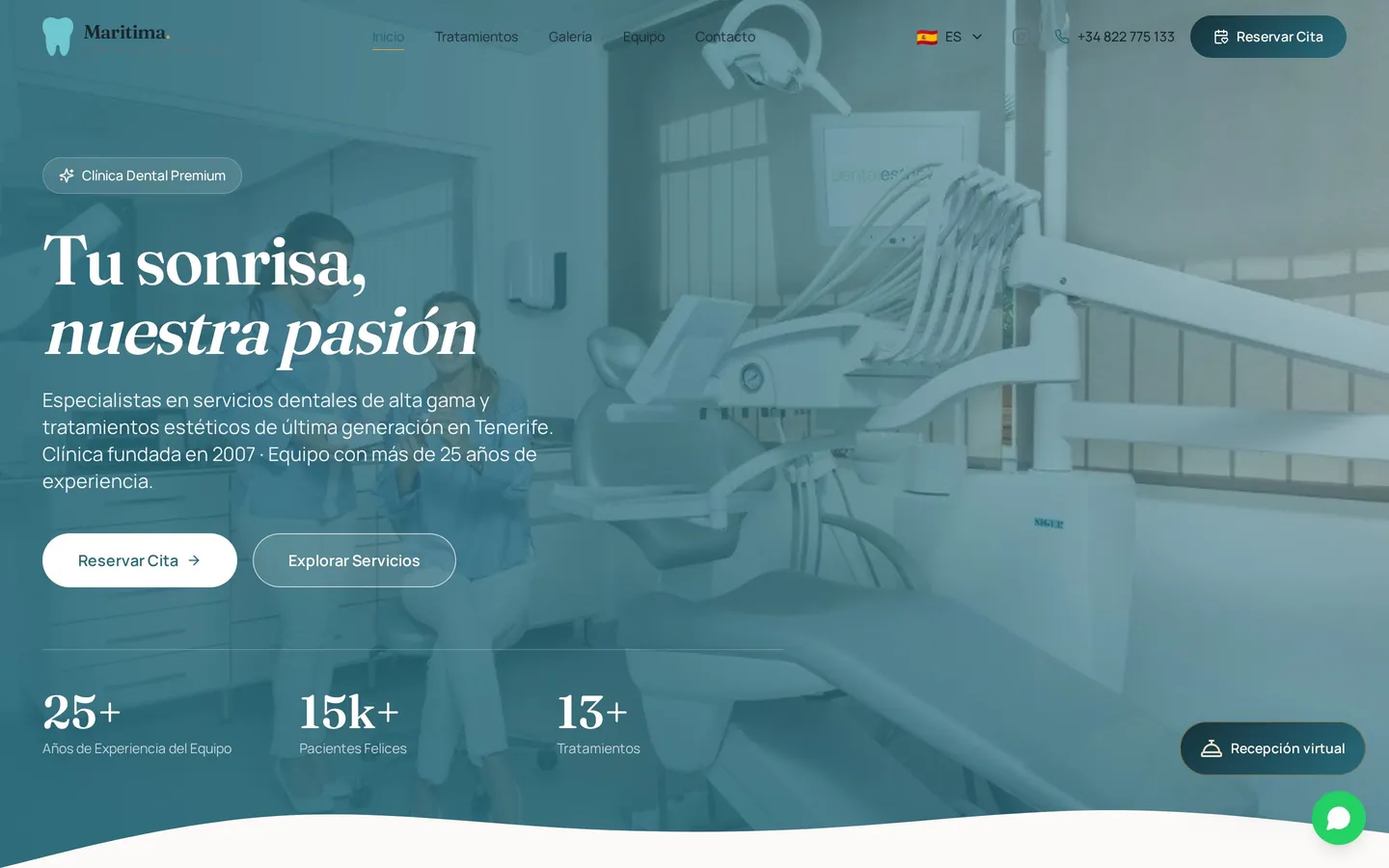 Web de Maritima Dental en el ordenador